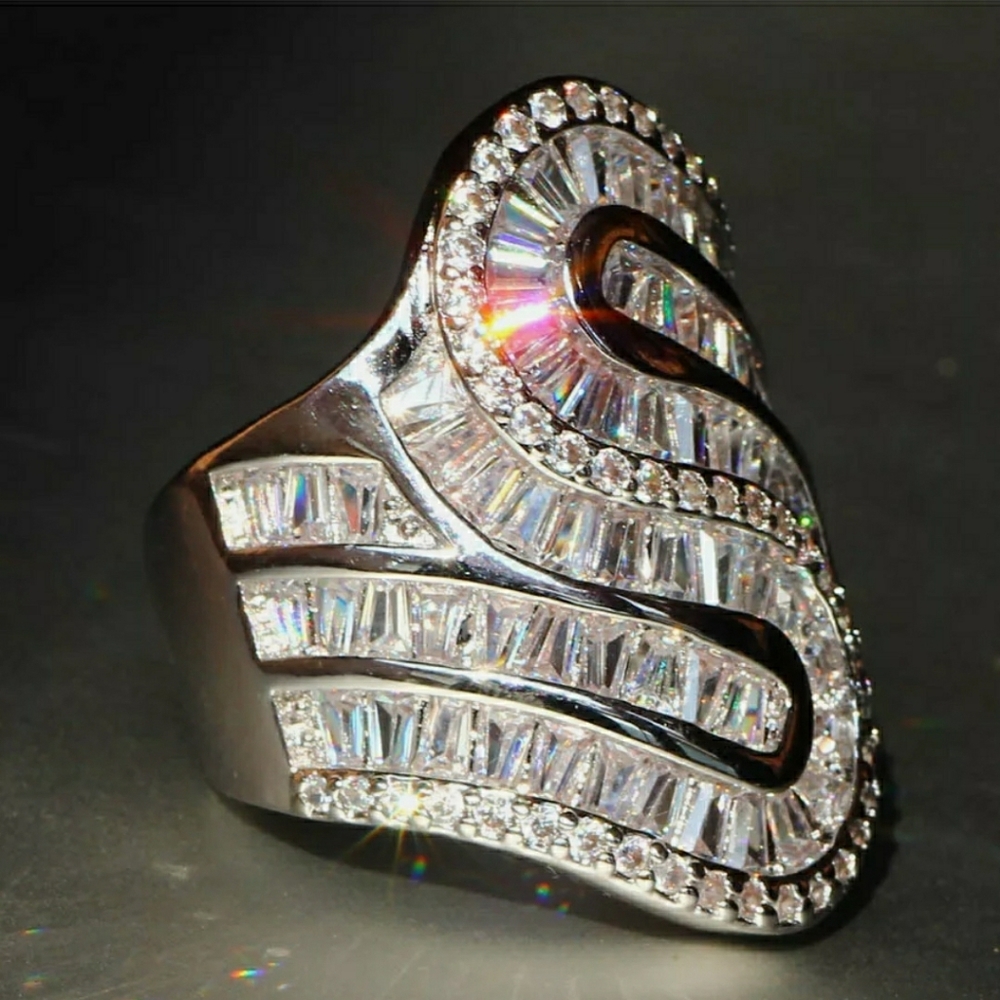 FINAL SALE White Sapphire  Baguette Ring - Picture 3 of 4